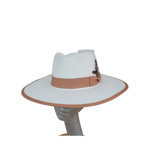 Finley - Felt Flat Brim Trilby Hat Ivory & Tan