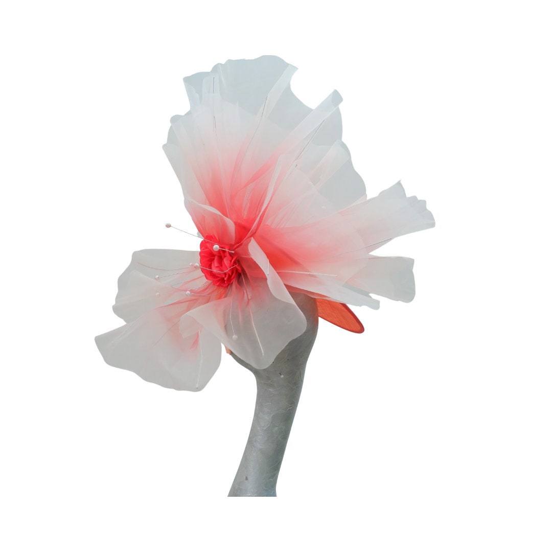 Tyr -Coral  Giant over sized Oriental Poppy  headpiece