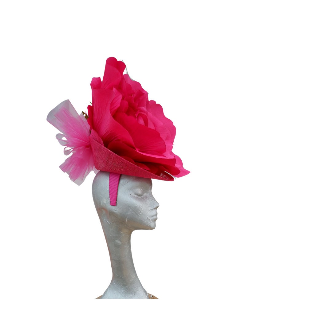 Lizzy 2- Giant oversized 50cm Hot Pink rose headpiece