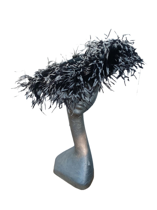 Giselle II Black Saucer fascinator with Black & White  Feathers