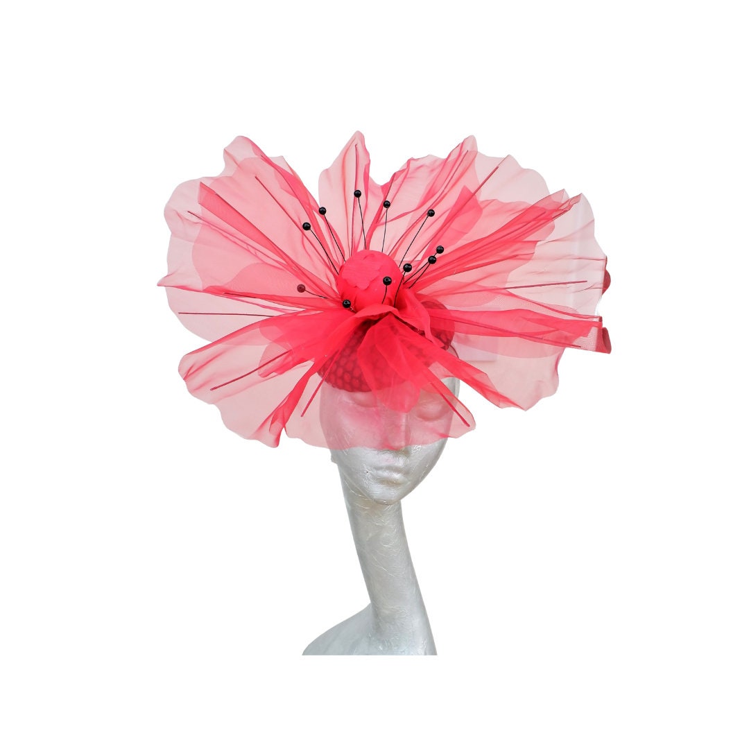 Scarlet Red Giant over sized Oriental Poppy  headpiece