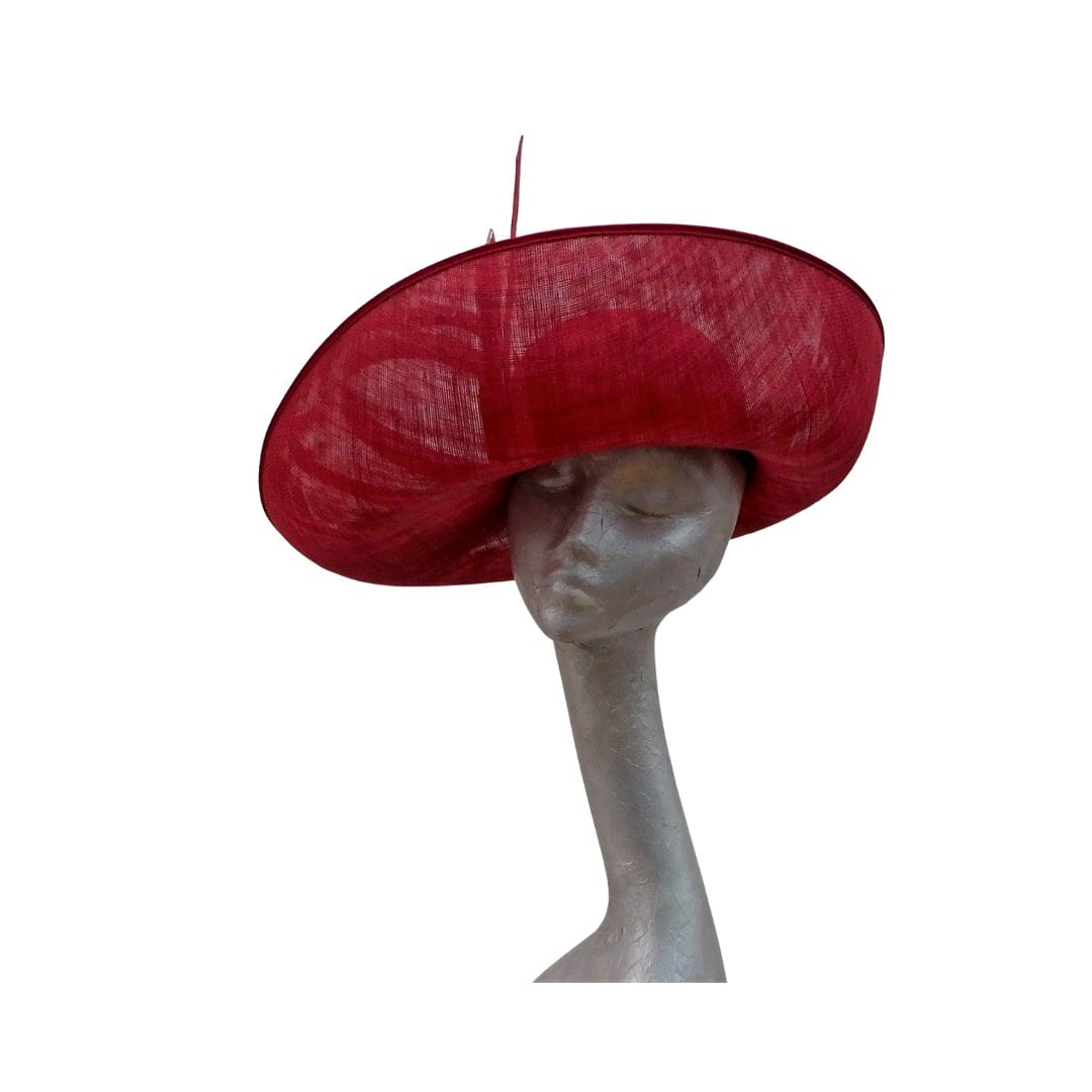 Large upturned feature hat in Cherry/Crimson red by Hats2go Made to order - Also available i over 50 colours