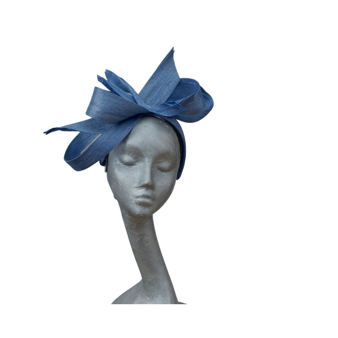 Ivy - Powder blue & silver Silk Abaca Fascinator