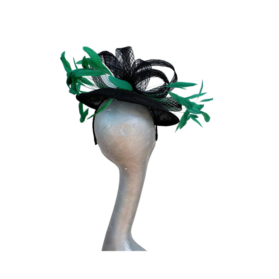 Francesca -  Black & Emerald Green saucer hatinator