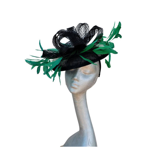 Francesca -  Black & Emerald Green saucer hatinator