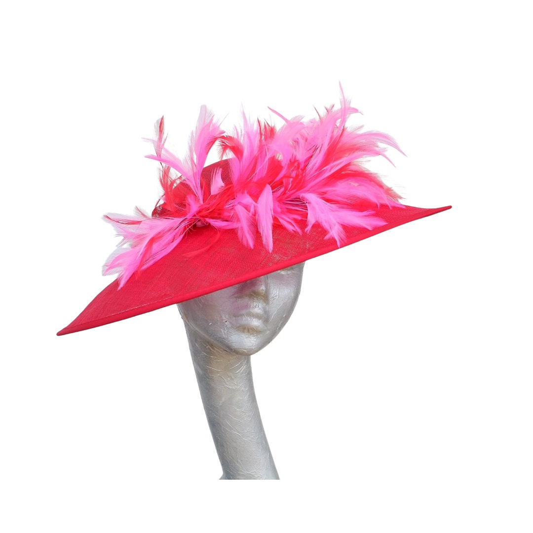 Fumi - Scarlet Red Coolie hatinator with Red & Cerise feathers