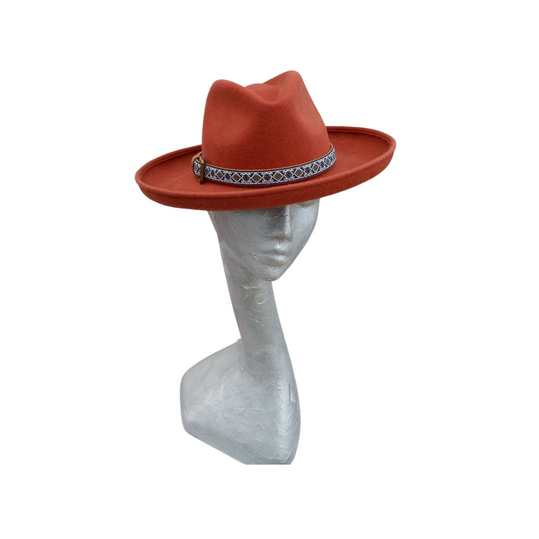 Ronnie - Terracotta Wool Felt Fedora