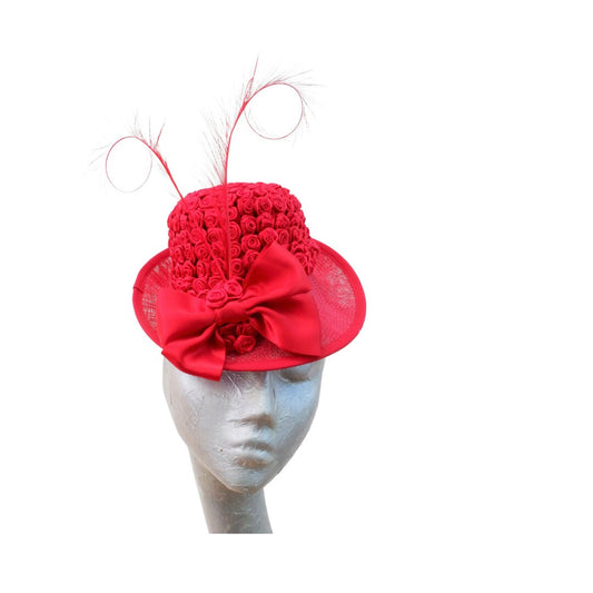 Minellie - Red 30s/40s style Percher Cocktail Hat
