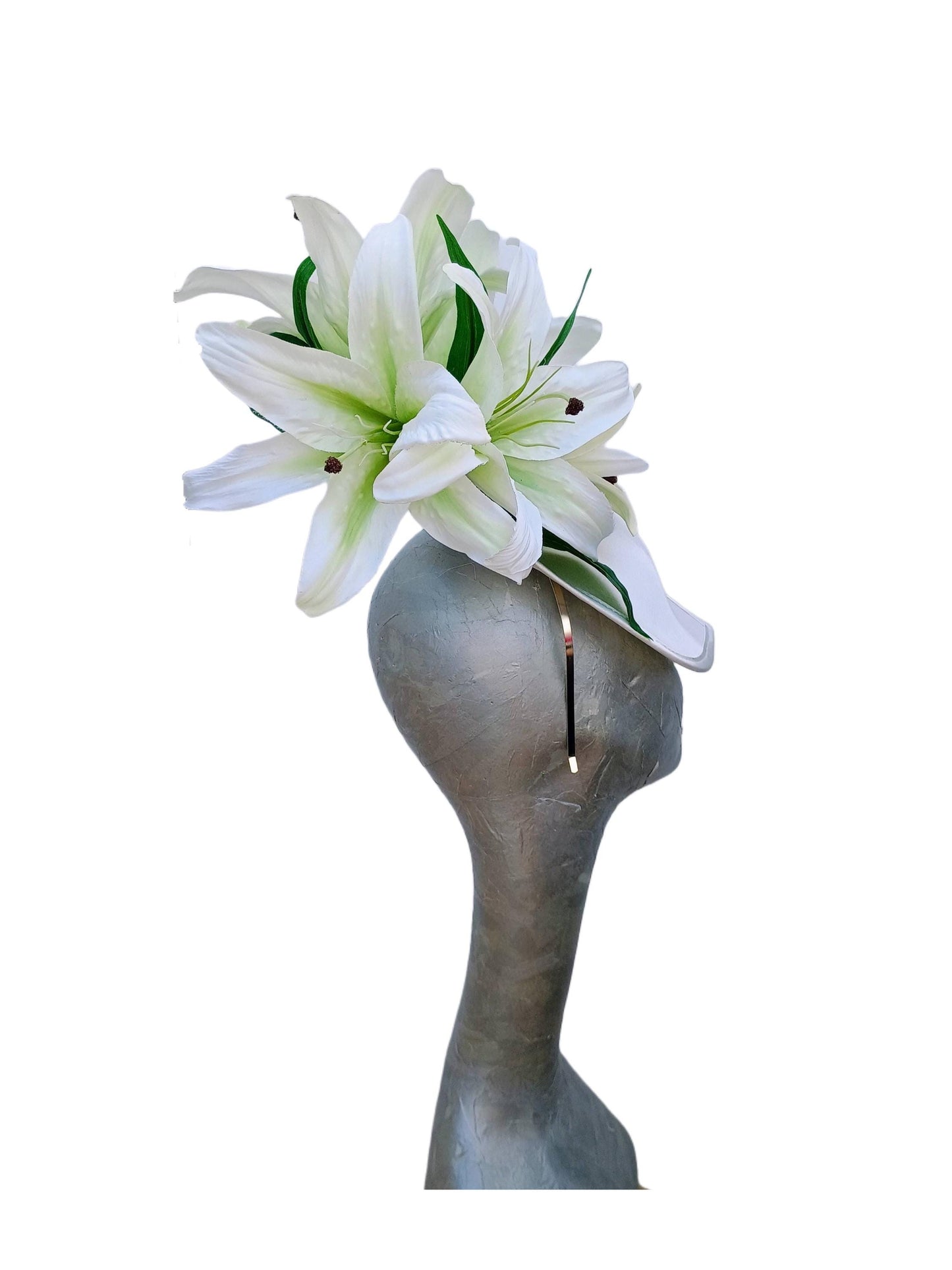 Mandala - Off white duchess satin & lily hatinator