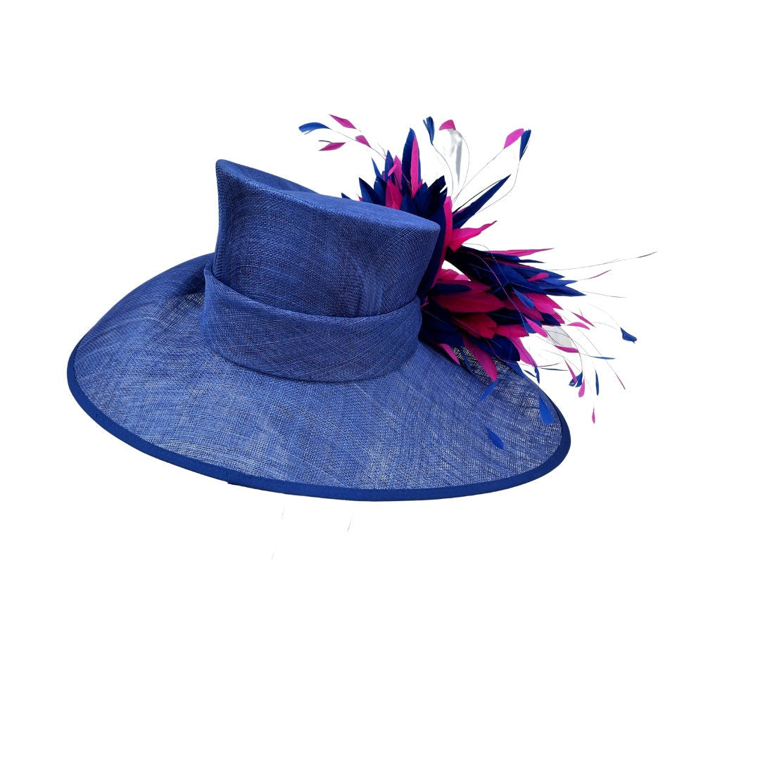 Sherry- Sapphire blue & Cerise pink hat