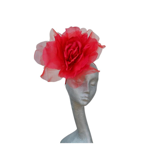 Ava--- Scarlet Red silk/organza 12" flower fascinator