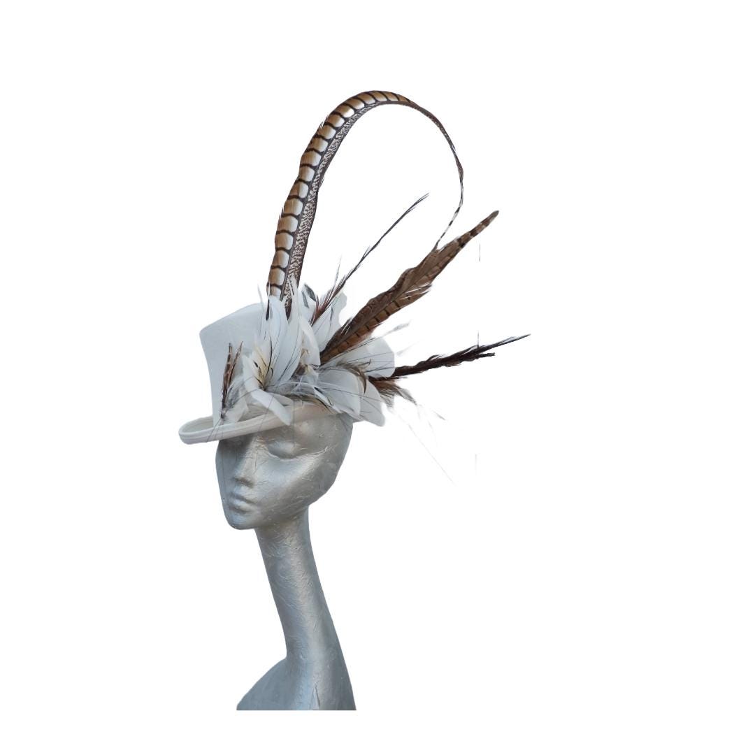 Caberet - Black wool Top Hat with feather detail