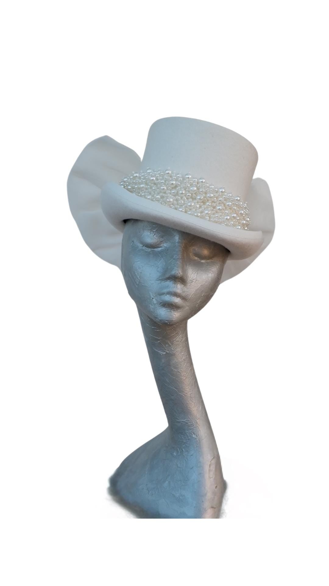 Holly - Ivory Bridal Felt Top Hat
