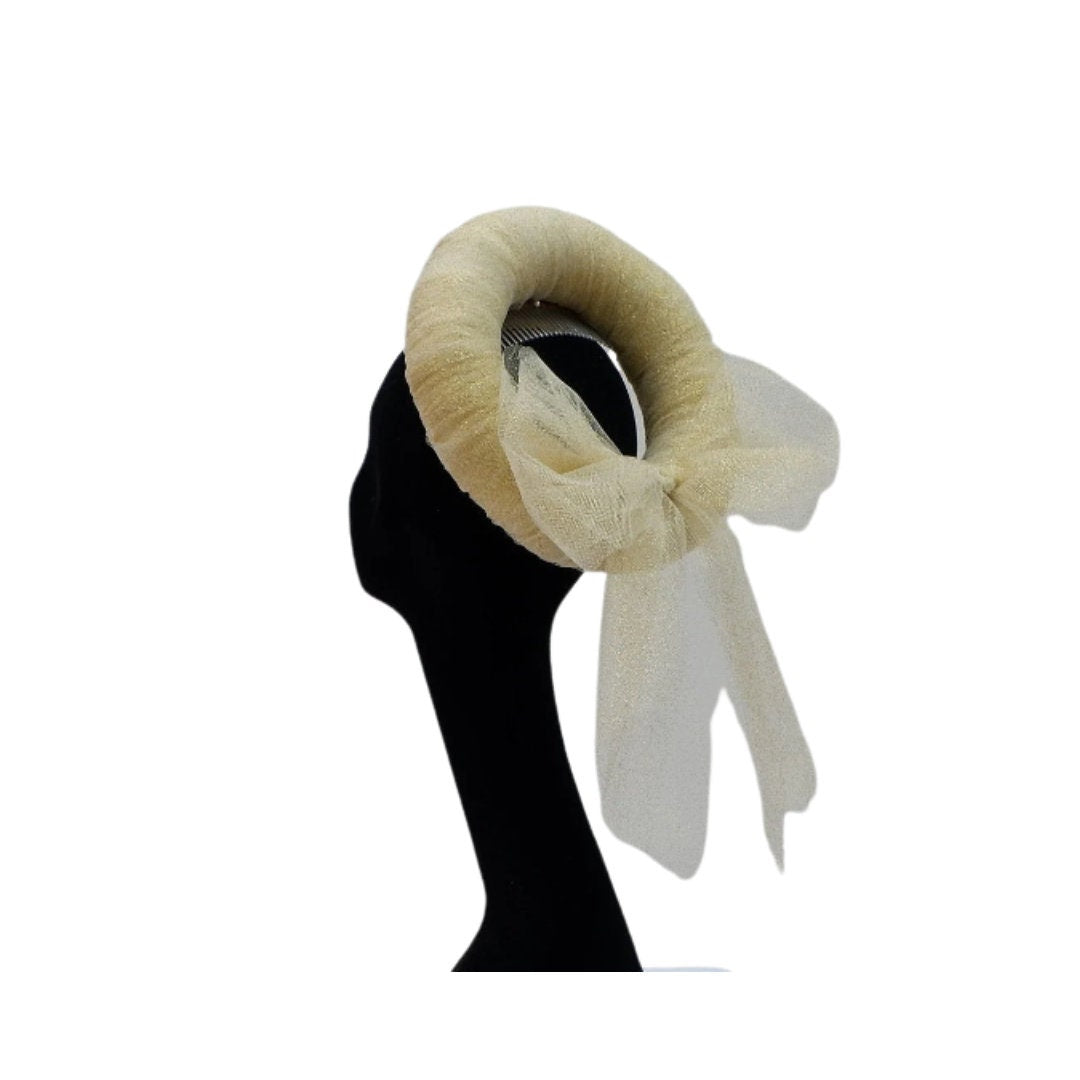 Roma - Delicate Gold Glitter Halo Headdress/ Fascinator by Hats2go