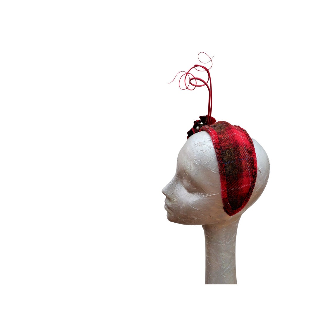 Skye -Red Multi Genuine  Harris Tweed Duchess headband