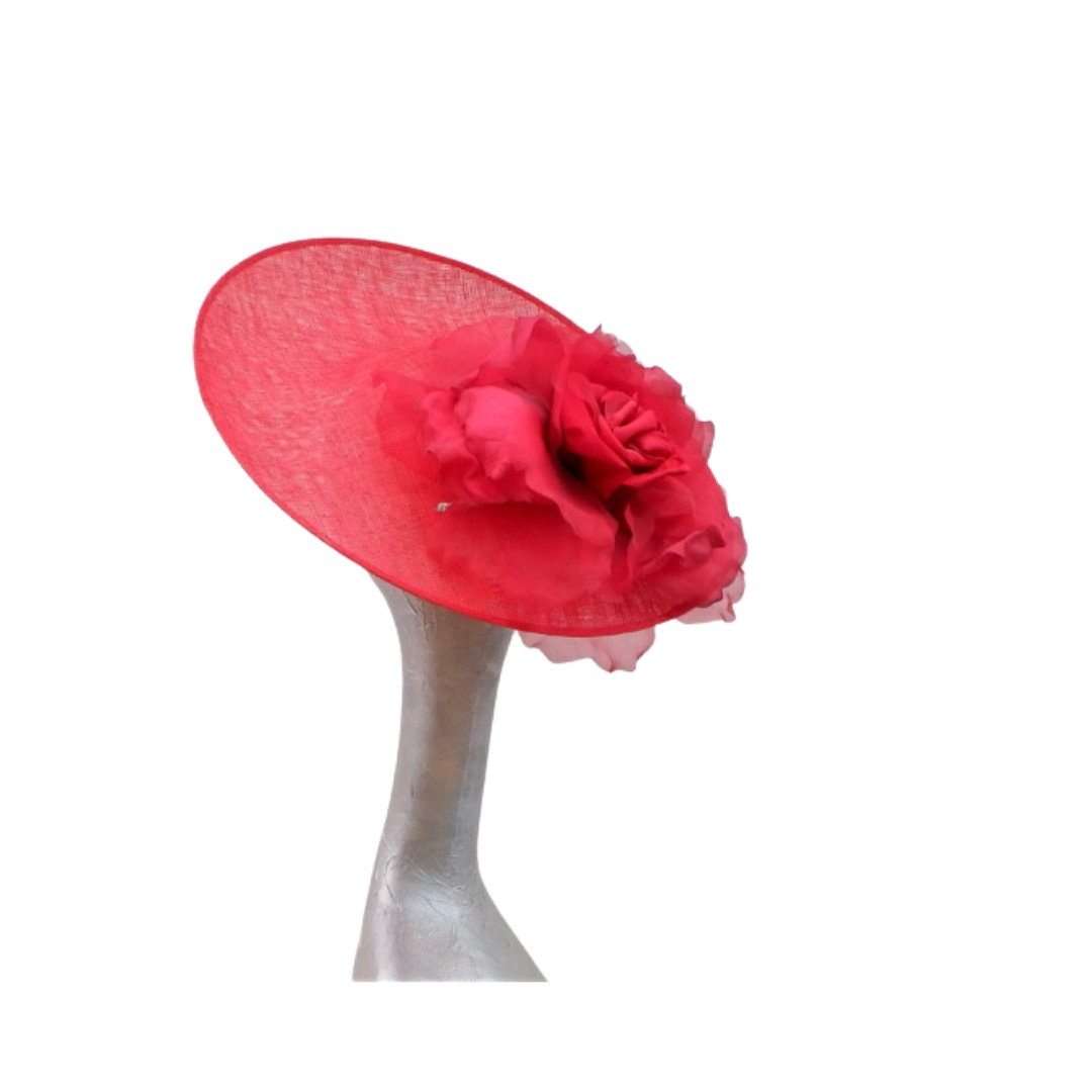 Sandy - Large Saucer Hatinator with 12" Silk Organza Rose 20+ Colours Available