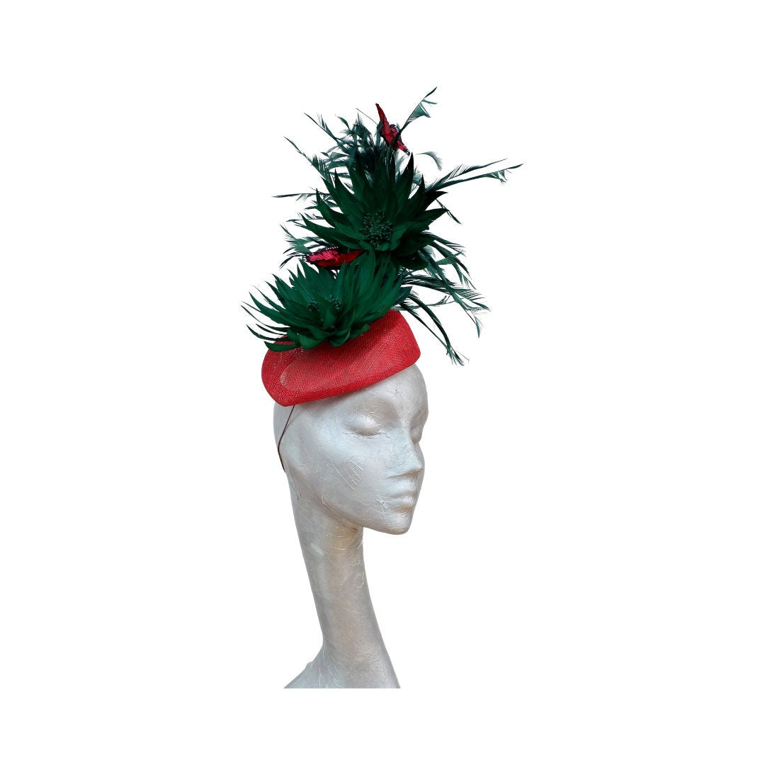 Kathy -  Red & Emerald Green Pillbox