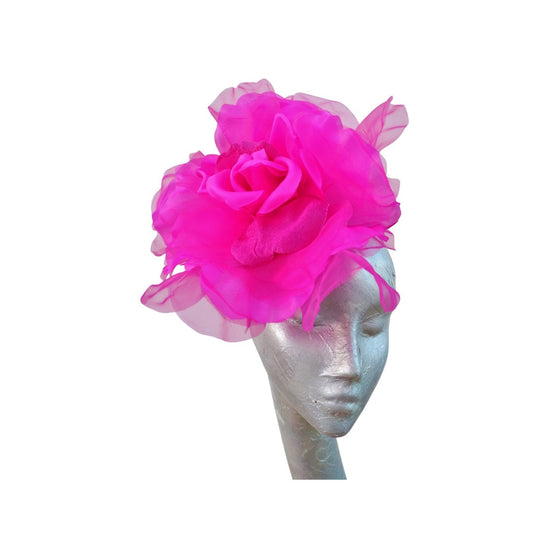 Ava--Magenta silk/organza 12" flower fascinator