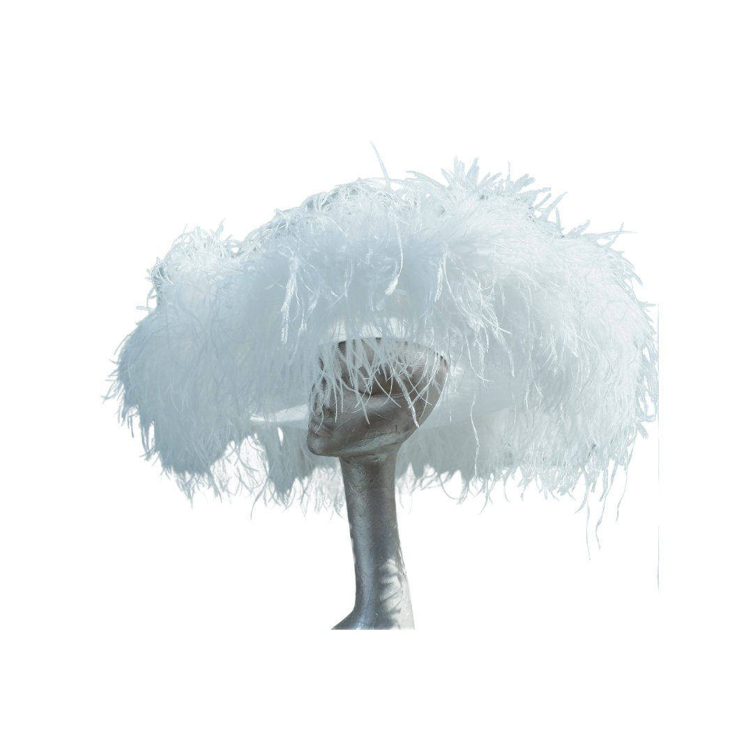 Emma Extra Large Pure White Feather Hat