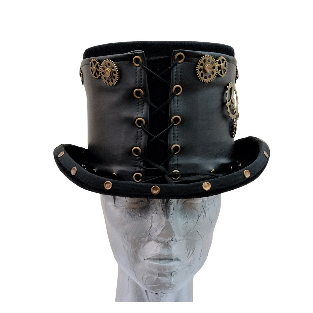 Black & Burnished Gold Steampunk Top Hat By Hats2go
