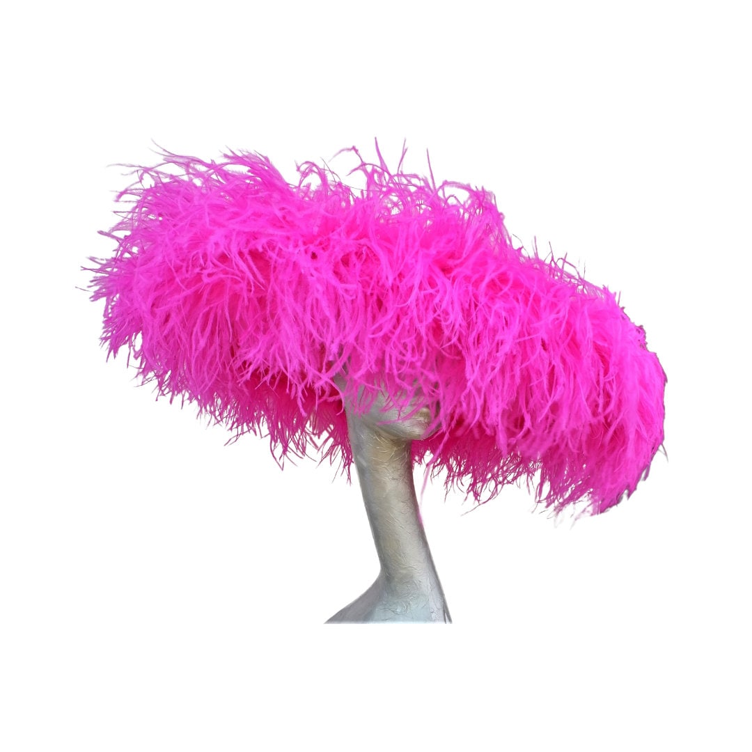 Emma - Extra large Hat with Ostrich feather boa in Two tone Fuchsia & Cyclamen