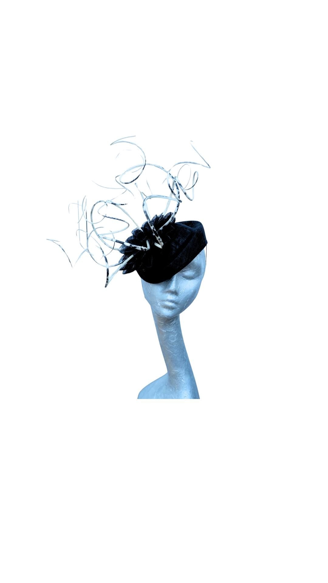 Quill - Black & Ivory cocktail hat