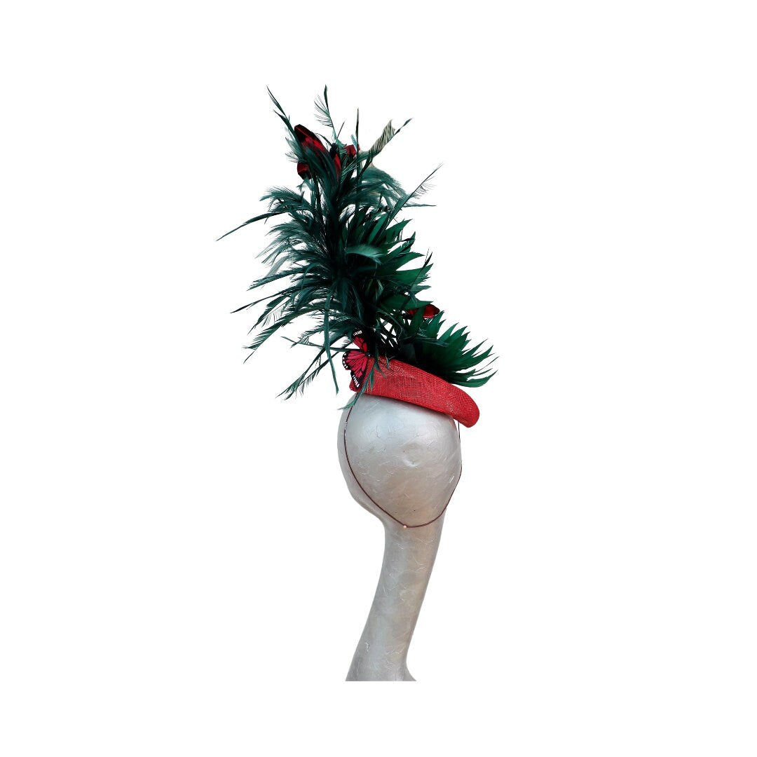 Kathy -  Red & Emerald Green Pillbox