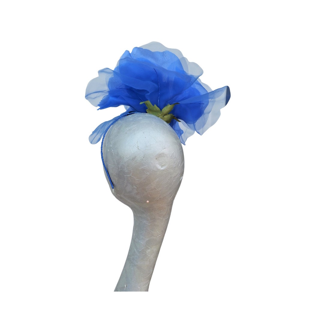 Ava-- Cobalt Blue silk organza 12 inch flower  fascinator