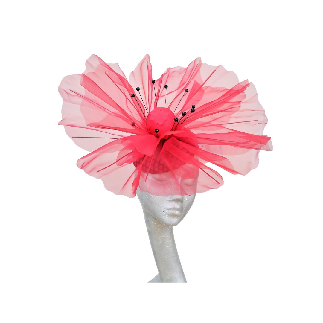 Scarlet Red Giant over sized Oriental Poppy  headpiece