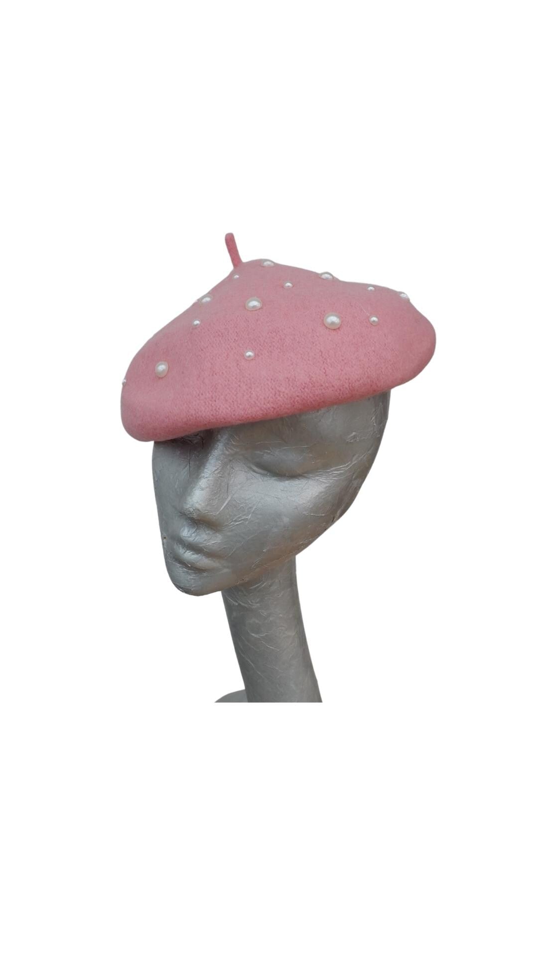 Nancy - Wool Beret with Pearl detail