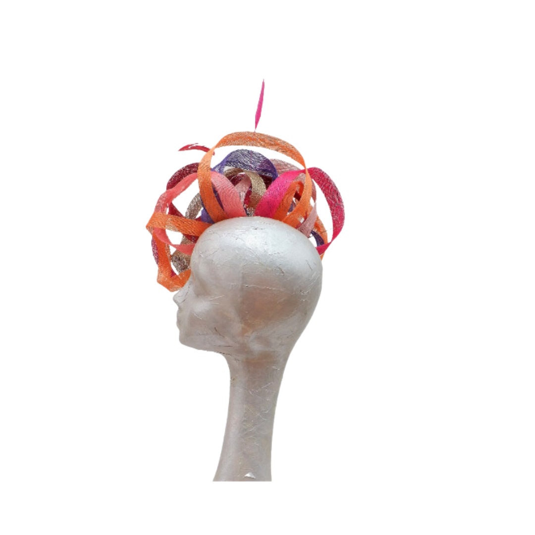 Matilda - Autumnal Orange, coral, gold, Latte, Purple, Red, Fucshia loopy fascinator