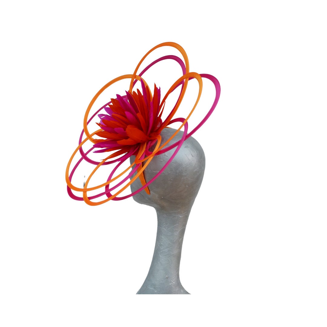 Gabrielle - Pink & Orange Loop Fascinator