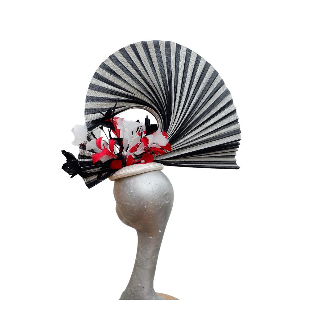 Isis- Black Ivory & Red Pillbox fascinator