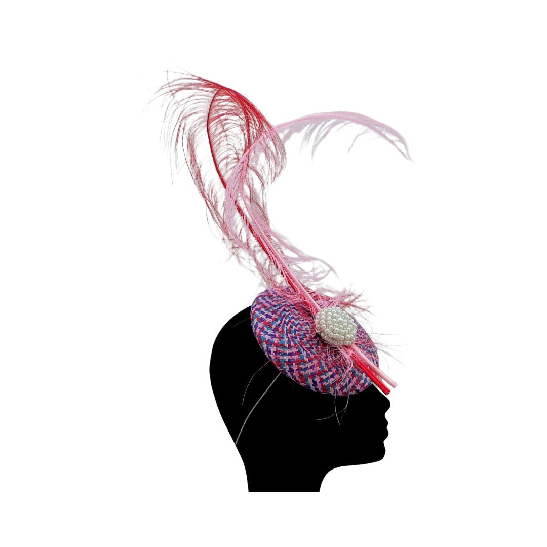Multi Coloured Pillbox/Button Fascinator  By Hats2go