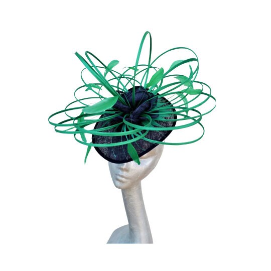 Ascot 2019 Hat in Navy & Emerald Green