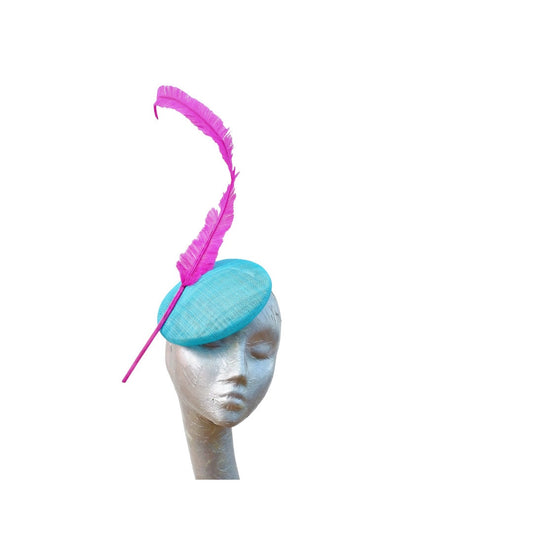 Tortola - Lagoon Blue & Cerise Button Base fascinator