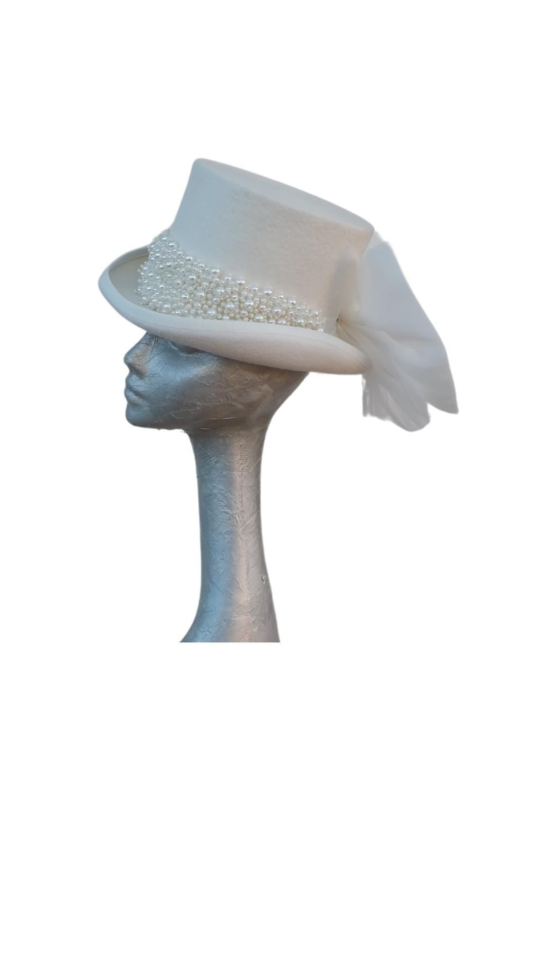 Holly - Ivory Bridal Felt Top Hat