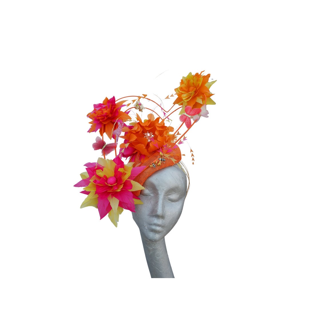 Orange, Pink,Lemon Heart headpiece