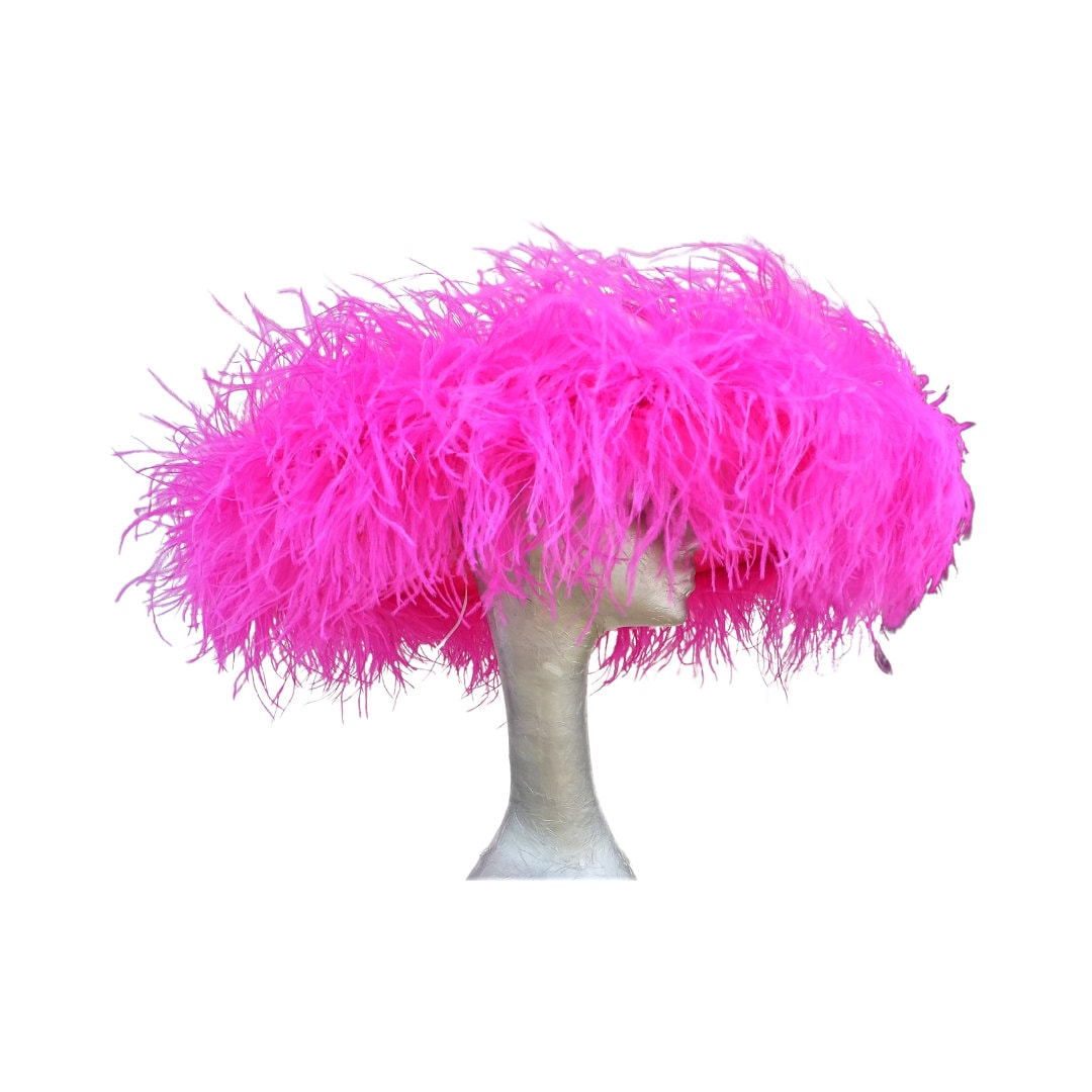 Emma - Extra large Hat with Ostrich feather boa in Two tone Fuchsia & Cyclamen