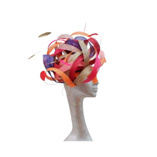 Matilda - Autumnal Orange, coral, gold, Latte, Purple, Red, Fucshia loopy fascinator