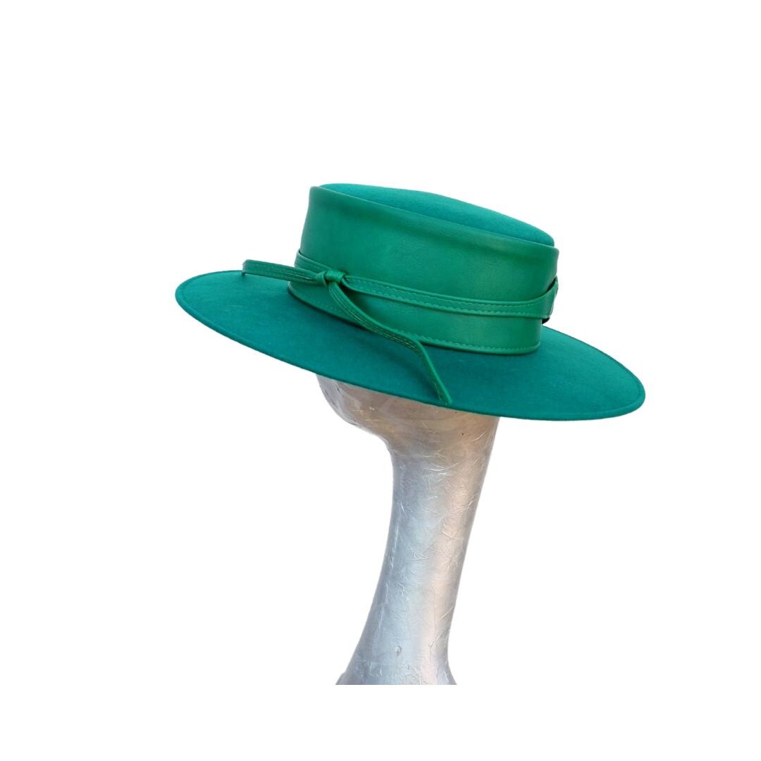 Arlo - Emerald Green Felt high crown Boater