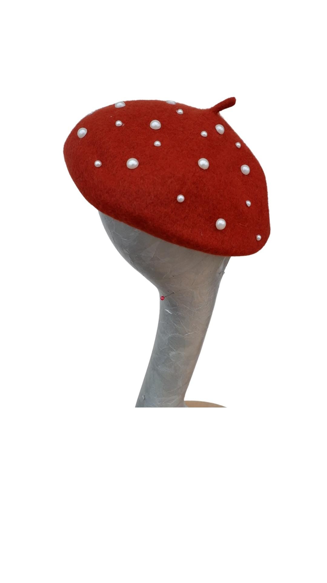 Nancy - Wool Beret with Pearl detail