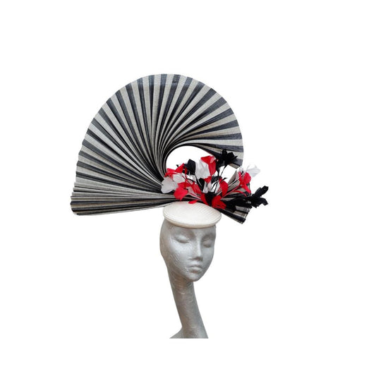 Isis- Black Ivory & Red Pillbox fascinator