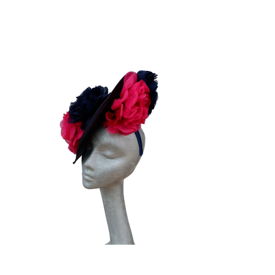 Bliss - Navy & Fuchsia Satin Hatinator