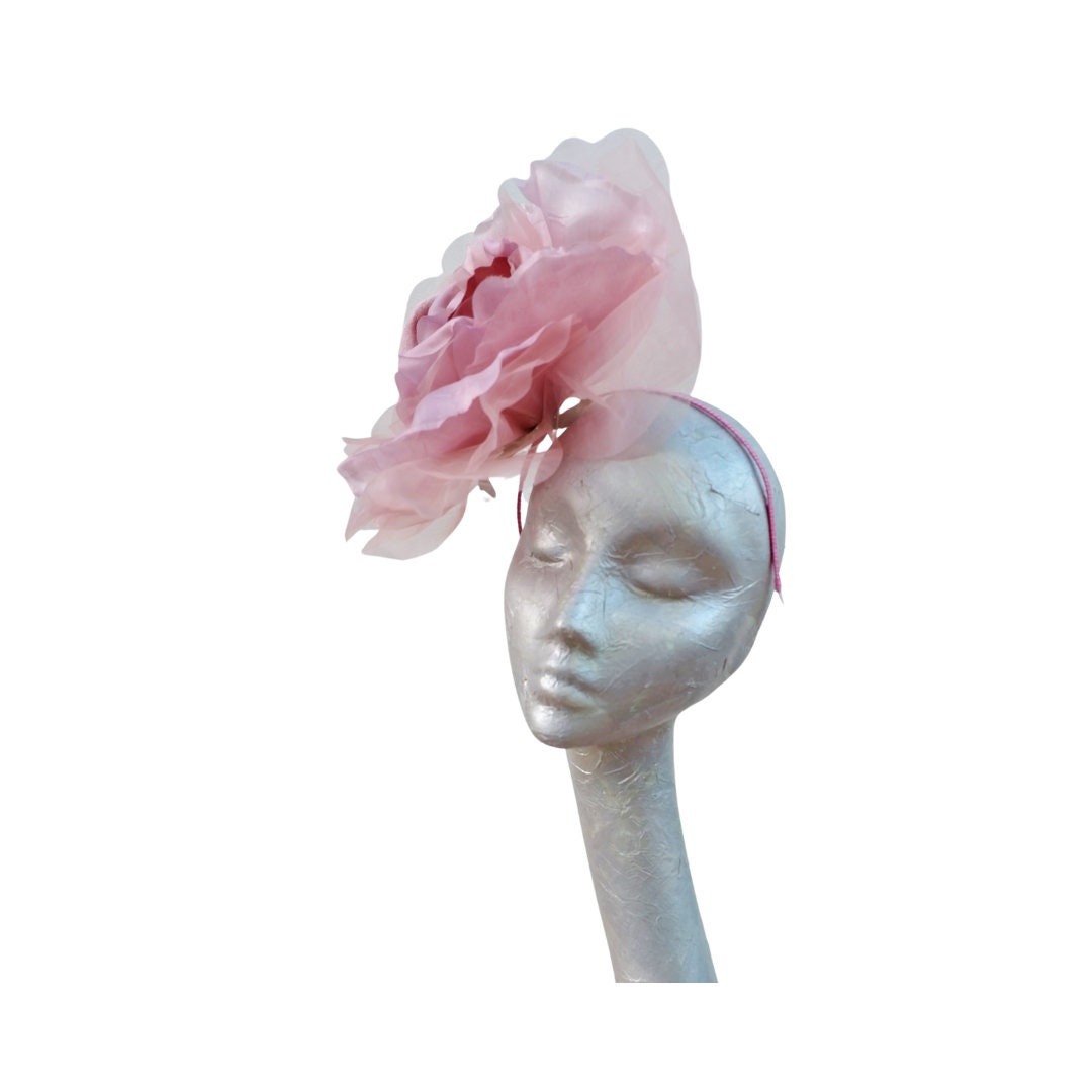Ava--- DuskyPink silk 12" Rose fascinator