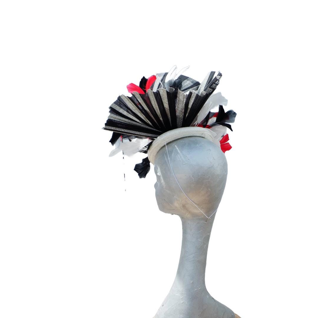 Sia- Black Ivory & Red Pillbox fascinator