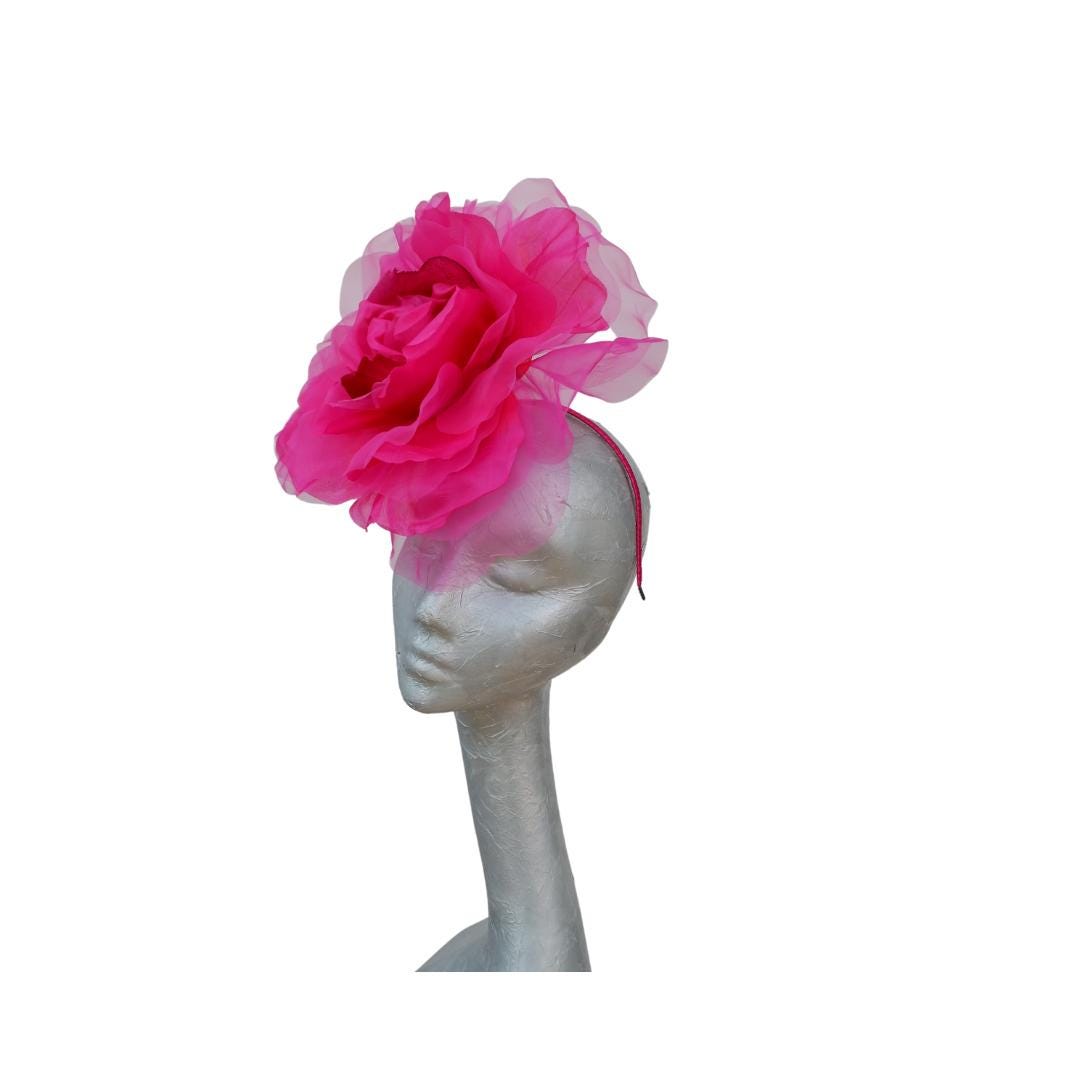 Ava--Magenta Ombre silk/organza 12" flower fascinator