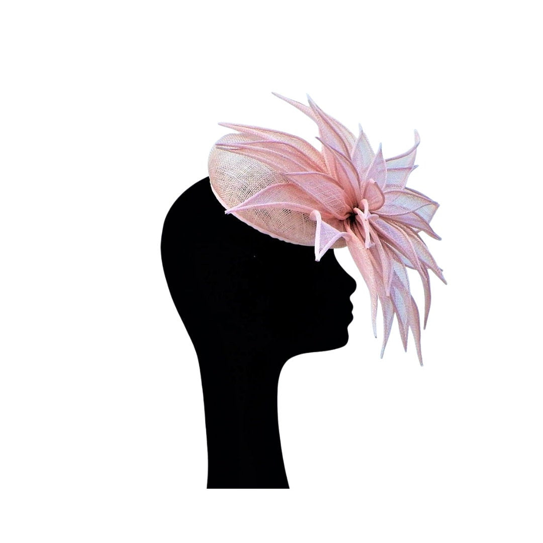 Hampton - Button Pillbox with a large sinamay flower Cocktail hat/Fascinator