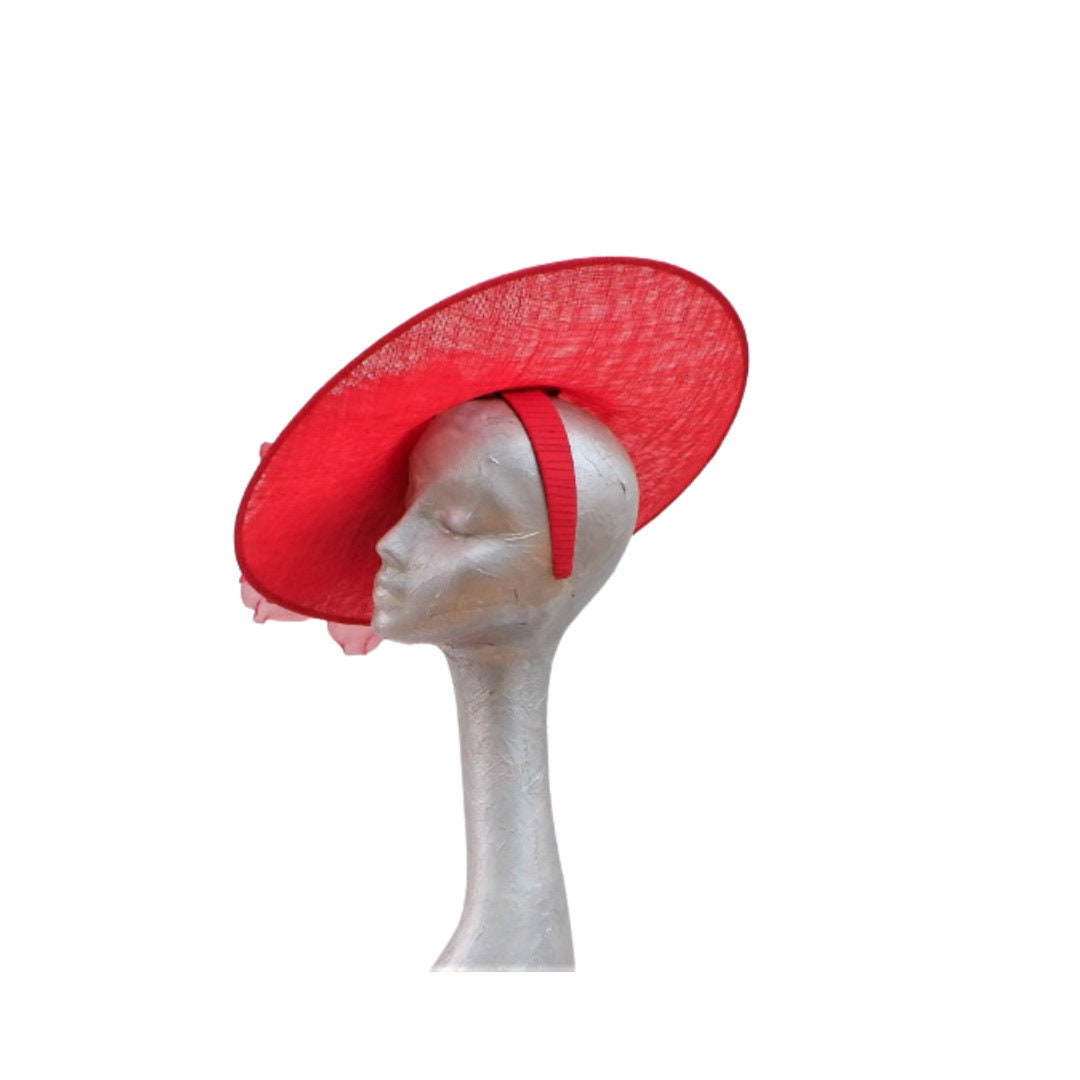 Sandy - Large Saucer Hatinator with 12" Silk Organza Rose 20+ Colours Available