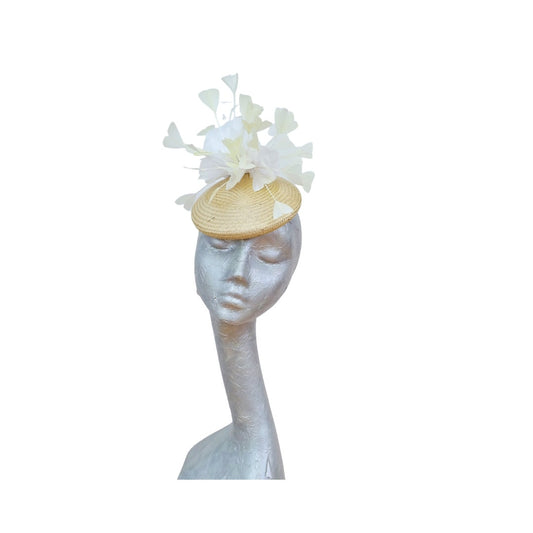 Sicily - Lemon & White Feather Buntal Pillbox
